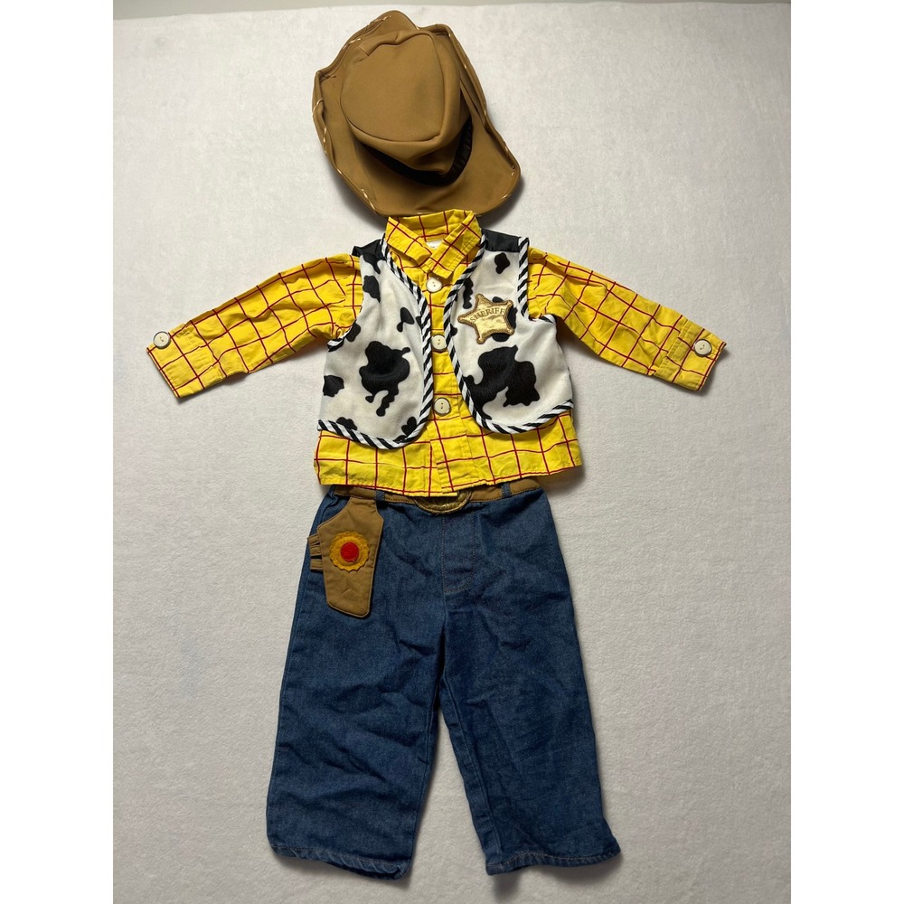 Disney Baby 12-18M Woody Costume Toy Story Western Yellow Cow Print Halloween